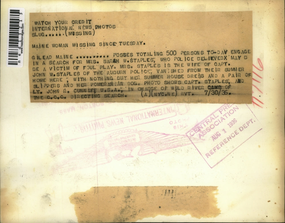 1936 Media Photo Capt. John Staples & Lt. John Conniff Search for Sara Staples