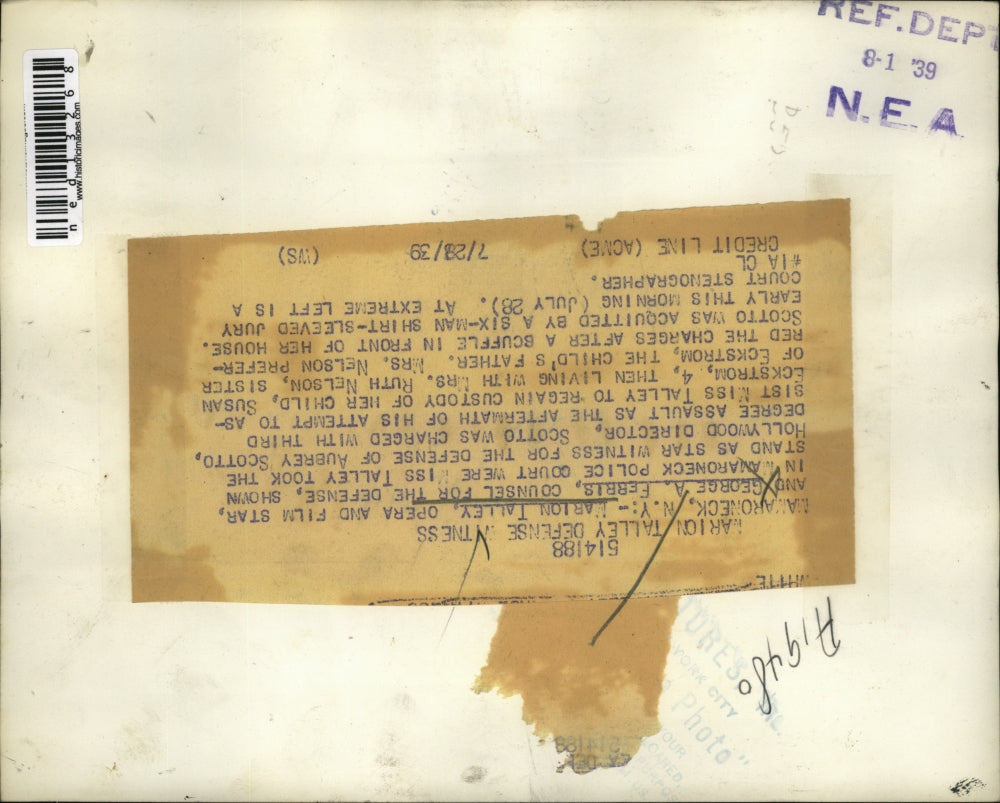 1939 Media Photo Marion Talley & George Ferris Mamaroneck Police Court NY