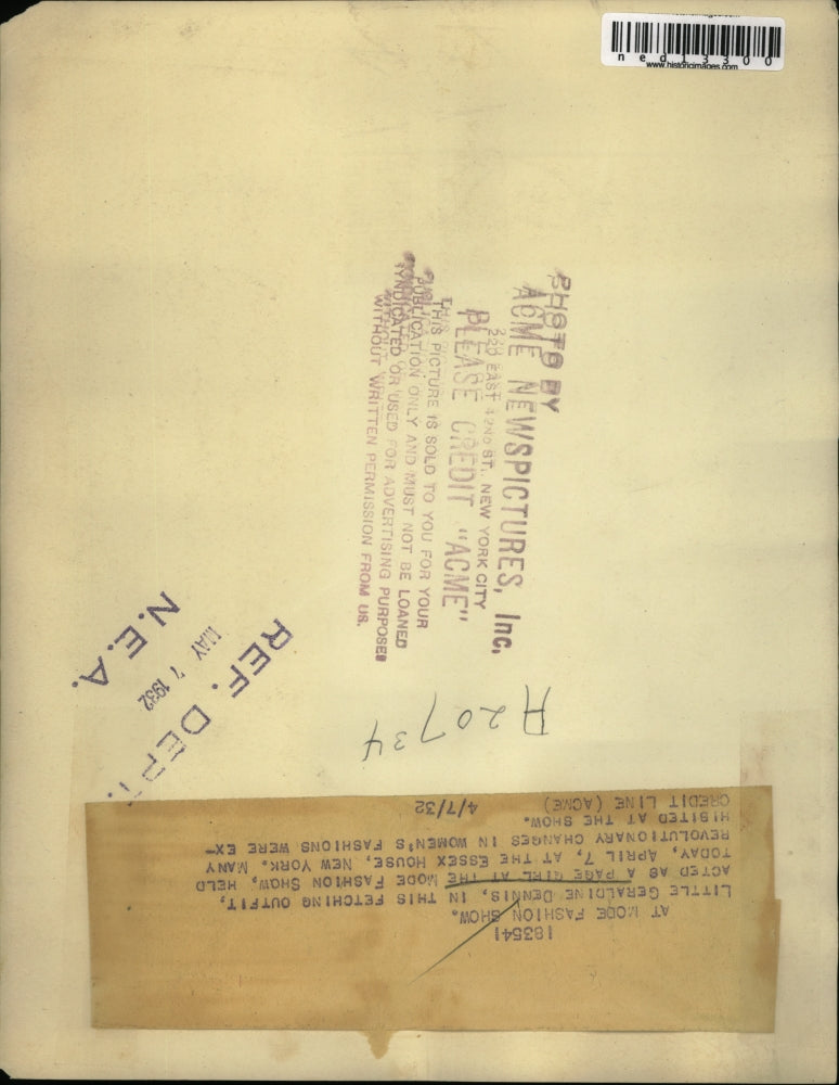 1932 Media Photo Geraldine Dennis at Mode Fashion show at Essex House in NY