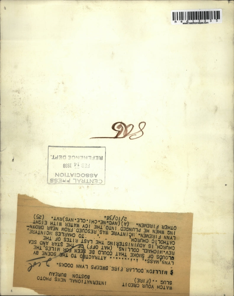 1938 Media Photo Michael Collins Administers Rites to Charles McIntyre, Fireman