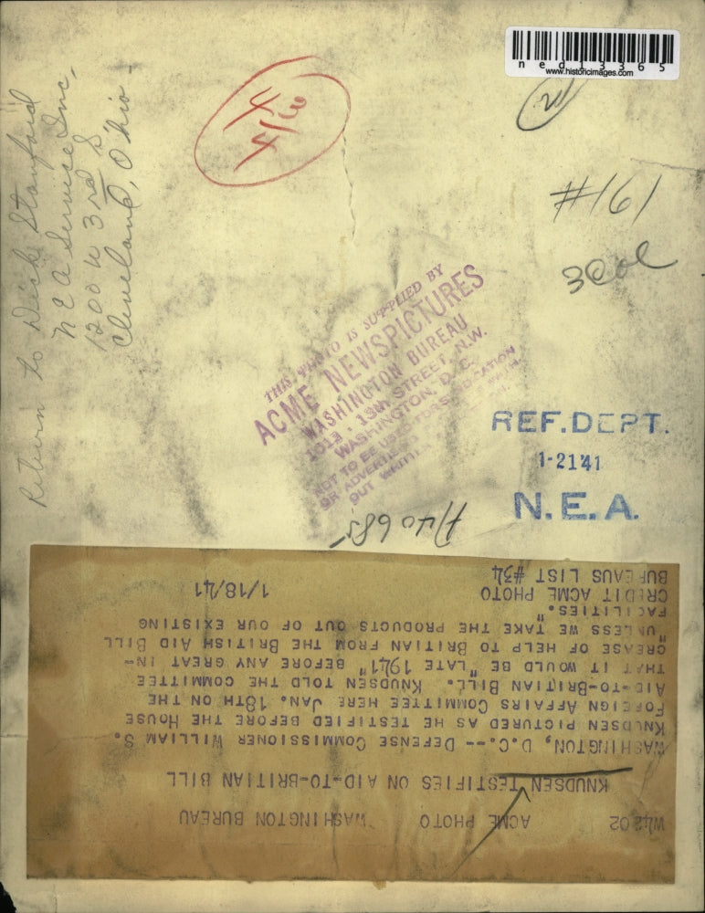 1941 Media Photo William s. Knudsen Testifies Before House Foreign Committee