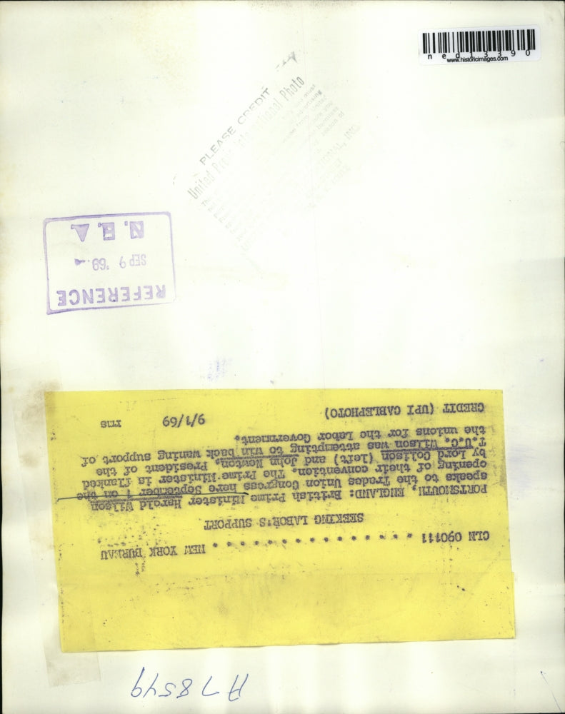 1969 Media Photo Portsmouth England Harold Wilson Lord Colison John Newton