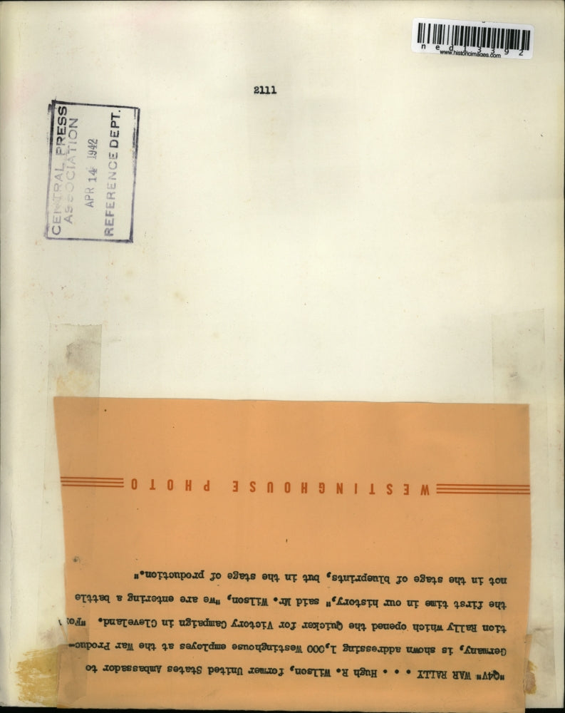 1942 Media Photo Hugh R Wilson Germany Westinghouse Cleveland