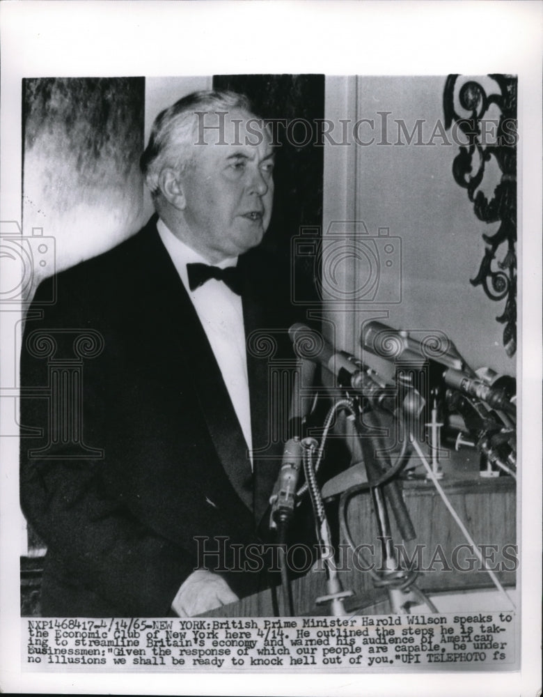 Load image into Gallery viewer, 1965 Media Photo NYC British Prime Minister Harold Wilson at Economic Club talk
