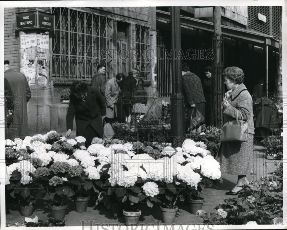 1962 Media Photo Paris France women at a flower vendor on the streets