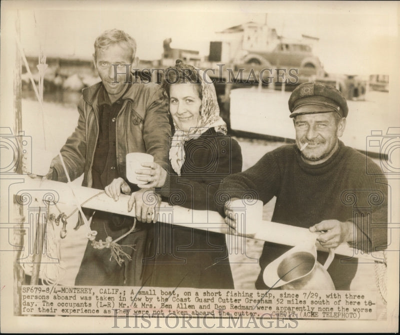 Load image into Gallery viewer, 1948 Media Photo Ben Allen, Wife, Don Redman on Fishing Trip, Coast Guard Rescue
