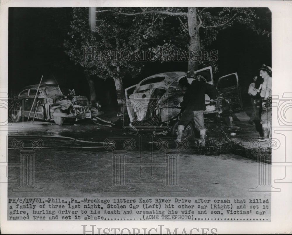 1951 Press Photo Philadelphia Car Accident Caused Death Of Family