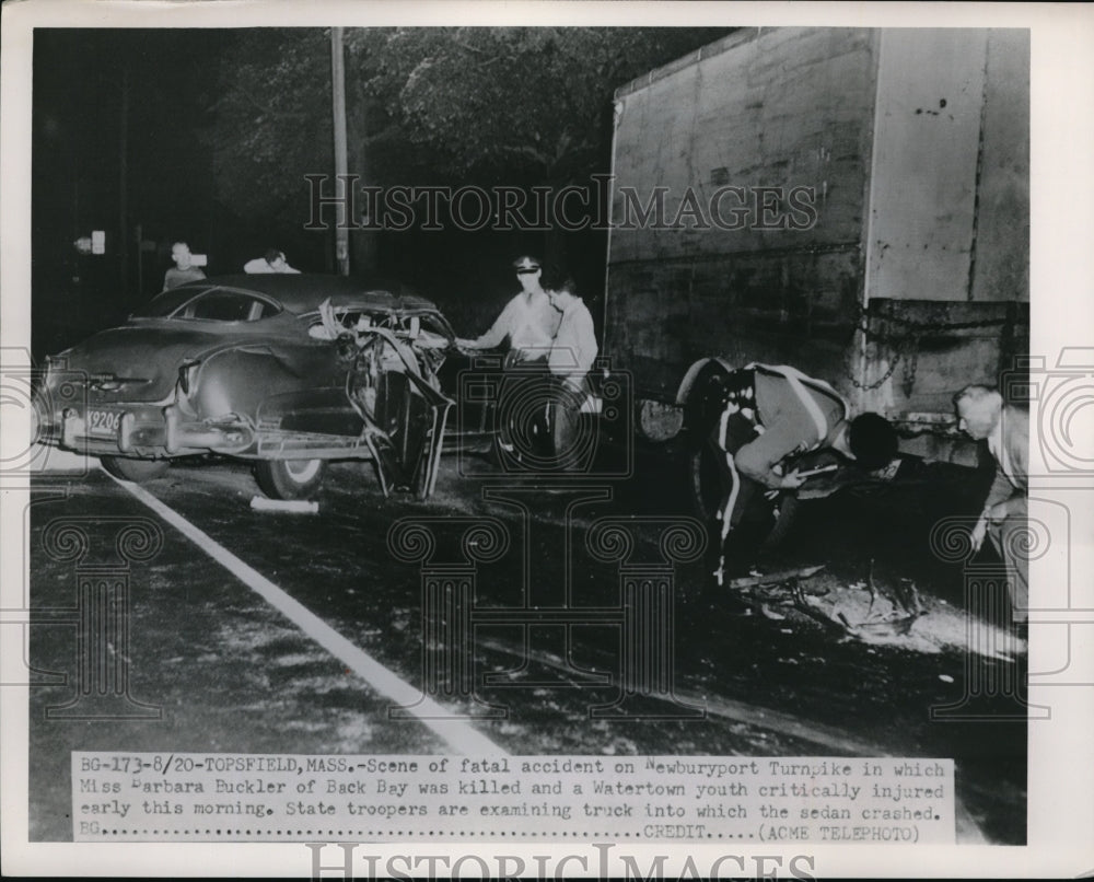 1951 Media Photo Topsfield Massachusetts Barbara Buckler Back Bay Death Injury