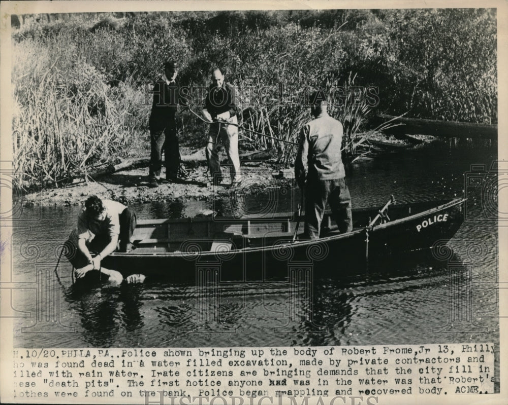 1947 Media Photo Philly Robert Frome Drowned In Man Made "Death Pits"