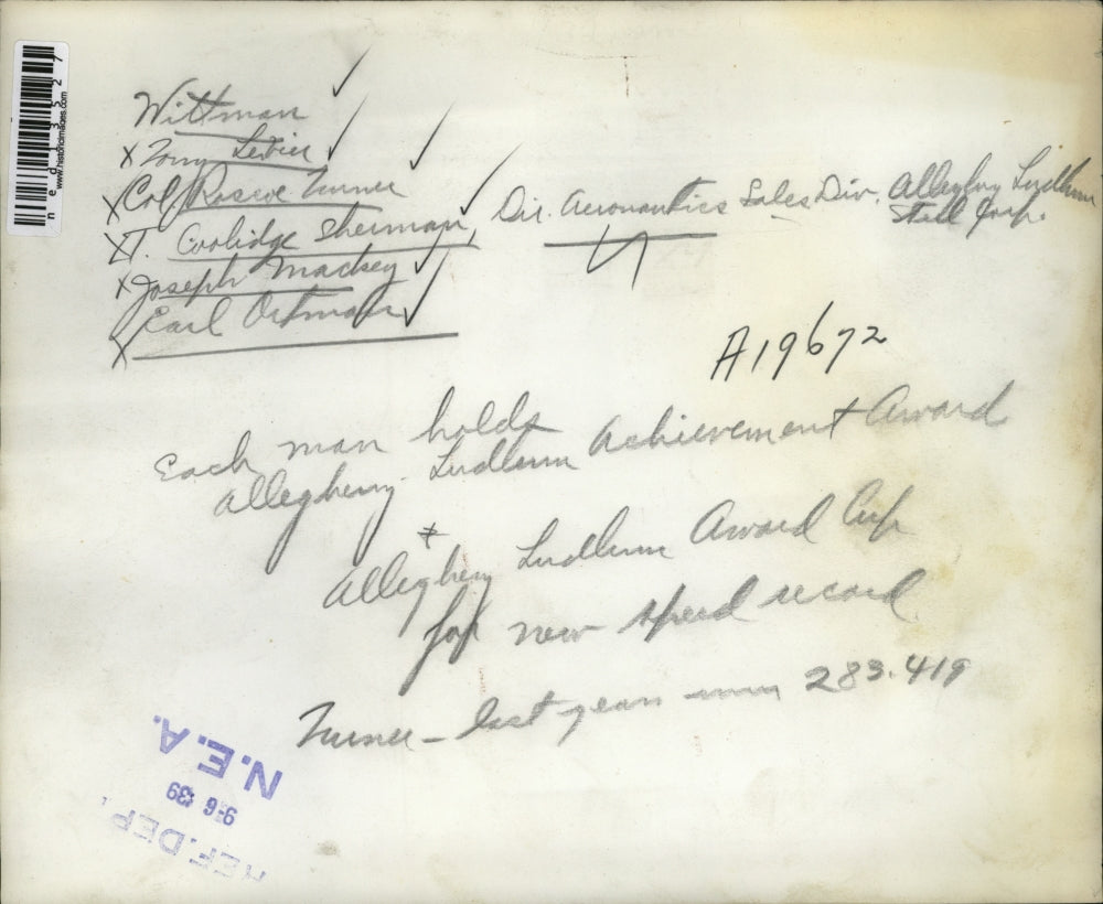 1939 Press Photo Alleghany Steel CO , Wittman, Levier, Turner,Sherman,