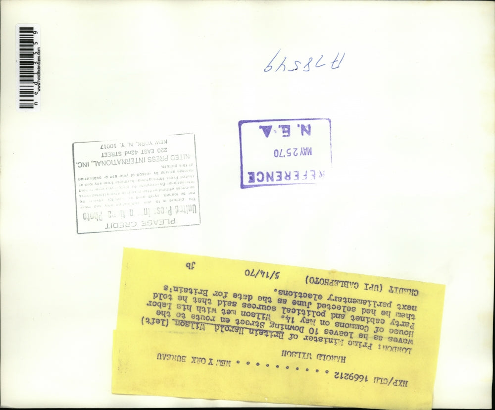 1970 Media Photo British Prime Minister Harold Wilson Downing Street, London