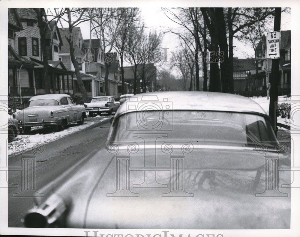 1960 Media Photo Cars Illegally Parked on E 81st Street, No Parking Sign