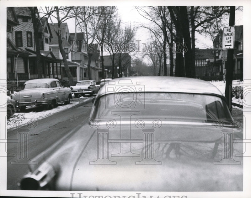 Load image into Gallery viewer, 1960 Media Photo Cars Illegally Parked on E 81st Street, No Parking Sign
