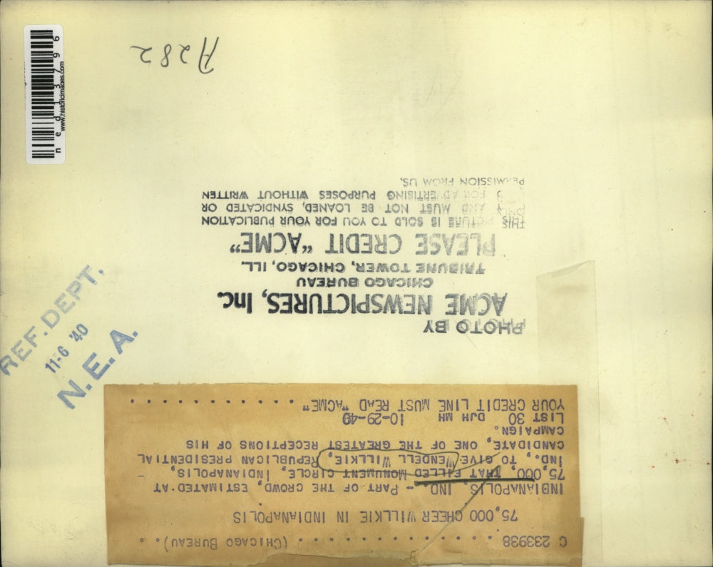 1940 Press Photo Indianapolis Ind crowds to hear Pres candidate W Willkie