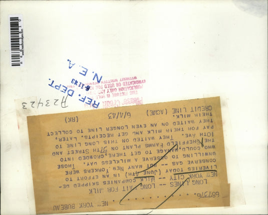 1943 Media Photo Milk companies skipped deliveries to conserve gas