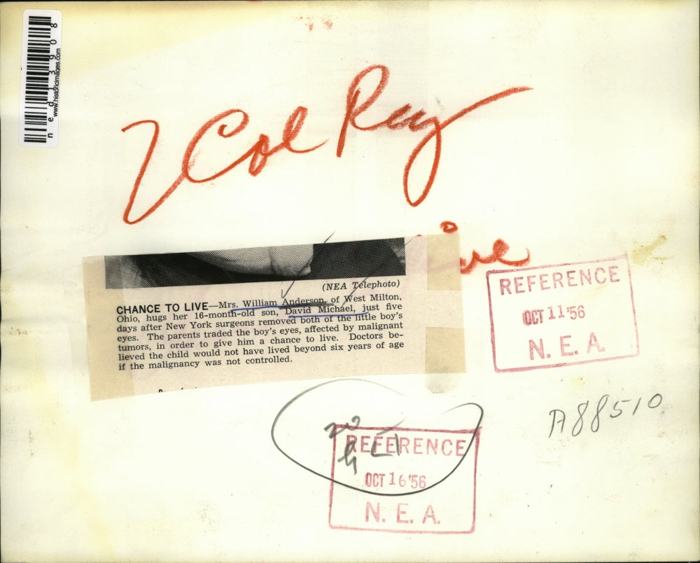 1956 Press Photo Milton, Ohio Mrs William Anderson and son David Michael