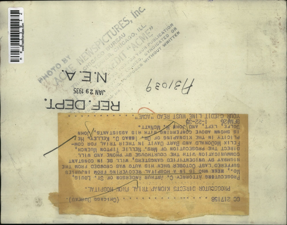 1935 Press Photo Atty CA Anderson of St Louis Mo with assts J Wolfe,J McNatt