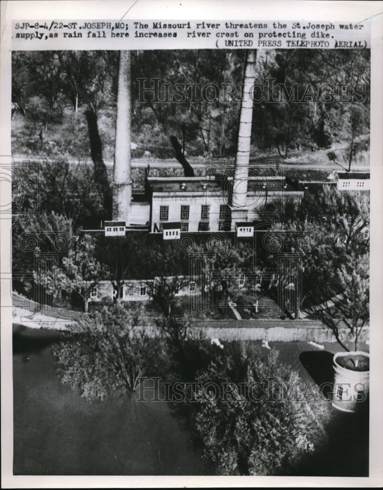 1922 Press Photo St. Joseph MO, Missouri river threatens flooding - ned13986