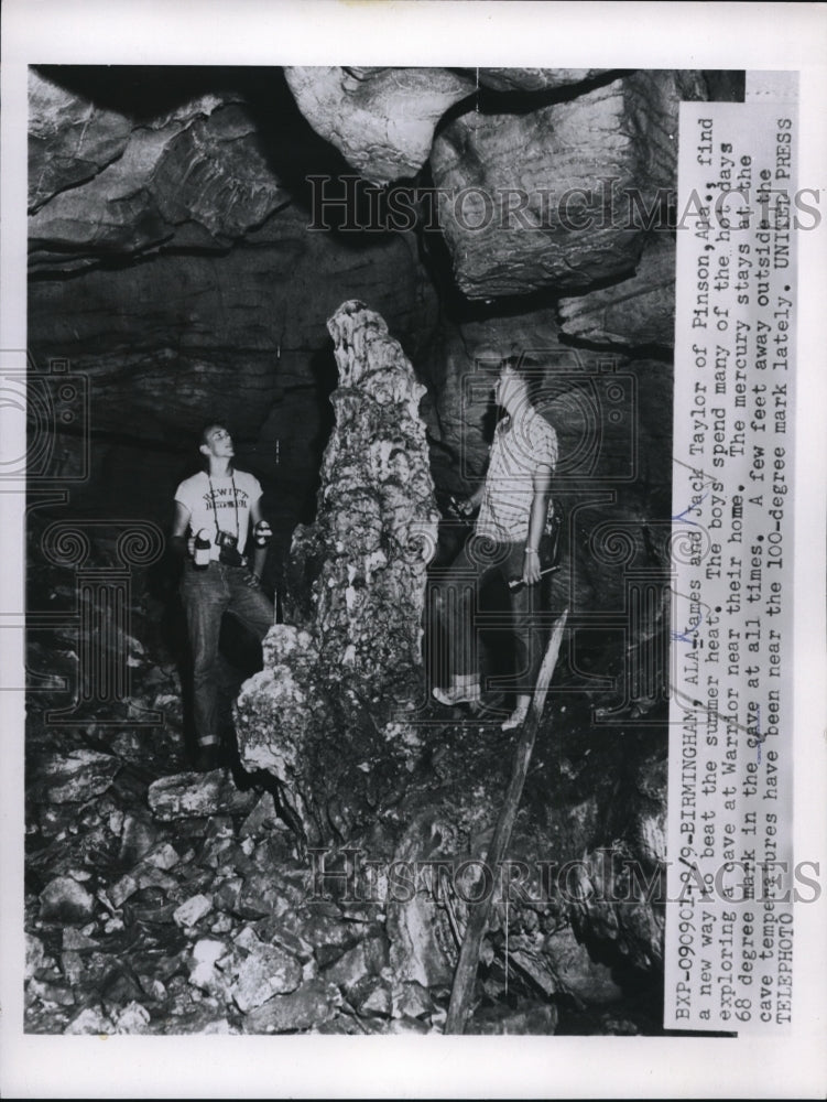 Load image into Gallery viewer, 1955 Media Photo Birmingham Ala James, Jack Taylor explore a cave
