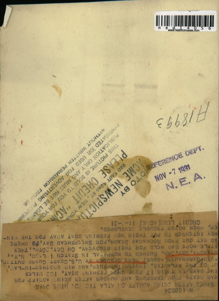 1931 Media Photo Irving Tushyner and David Marshauer After rescue from sea