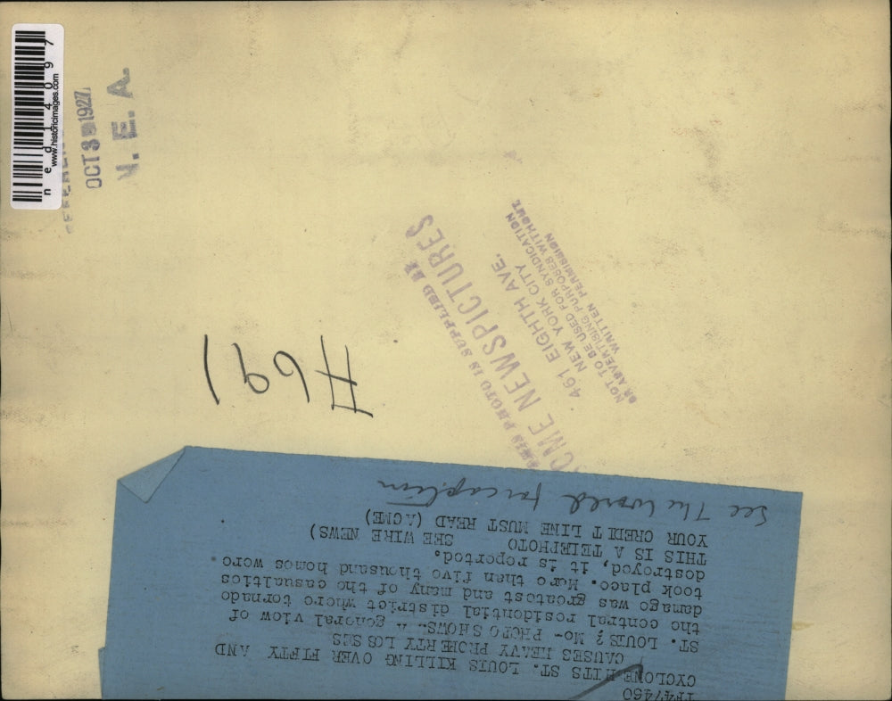 1927 Press Photo Tornado Damage In St Louis Missouri