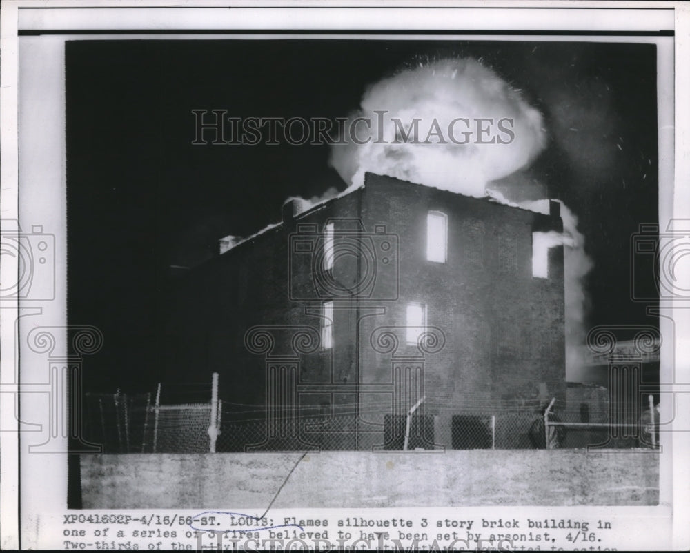 1956 Media Photo St Louis Mo 3 story building on fire from arson