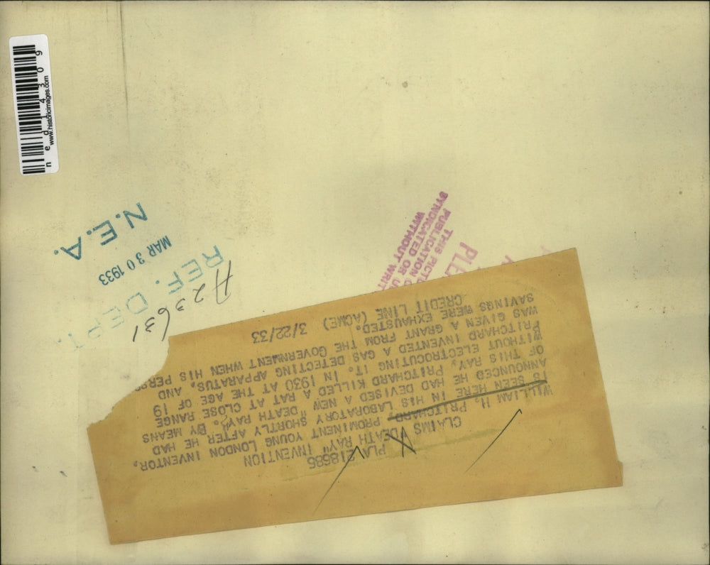 1933 Media Photo William H Pritchard London inventor in his lab