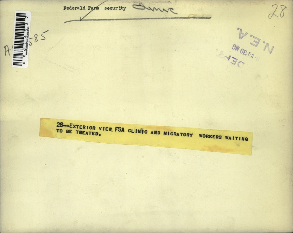 1939 Media Photo Federal Farm Security Clinic and workers awaiting treatment