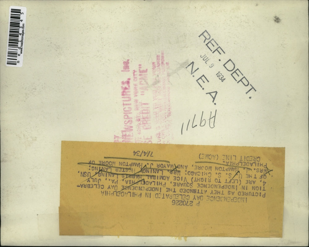 1934 Media Photo Harris, Hester and Mrs Laning, Mr and Mrs J Hampton Moore