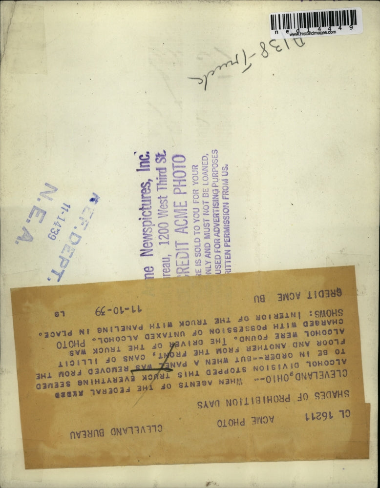 1939 Media Photo Truck with Hidden Panels for Illegal Untaxed Alcohol