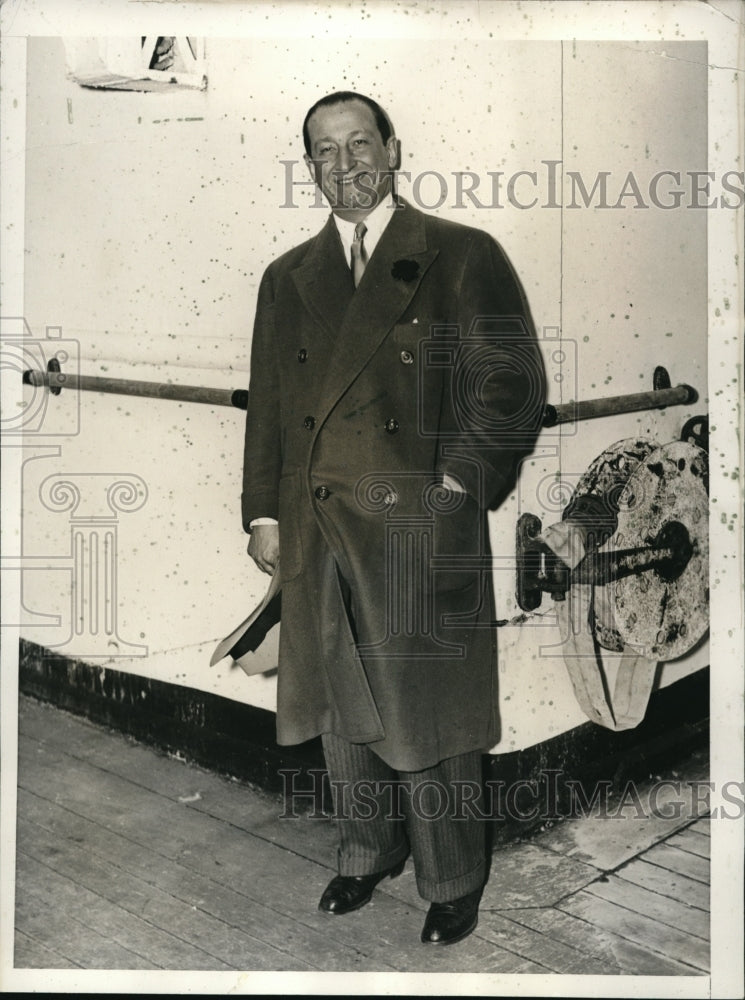1936 Media Photo Herman Delman aboard the S.S. Majestic as he sailed from NYC