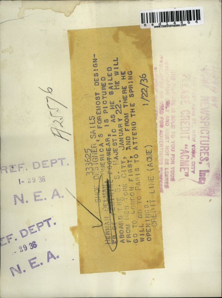 1936 Media Photo Herman Delman aboard the S.S. Majestic as he sailed from NYC