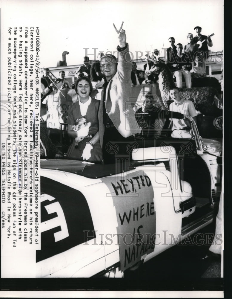1956 Media Photo Ted Determan after his one way ride to New York.