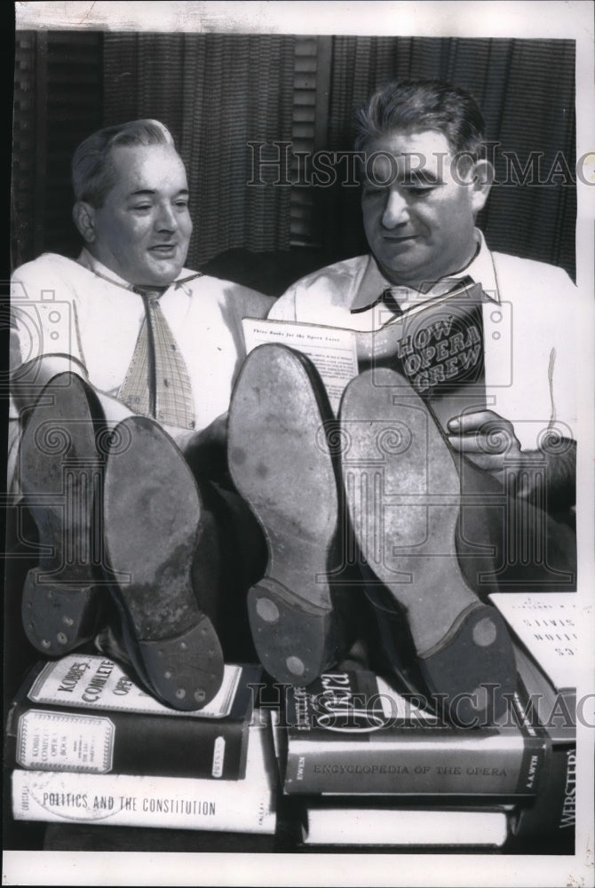 Load image into Gallery viewer, 1956 Media Photo Gino Prato and Michael Della Rocca as they prepare for a game
