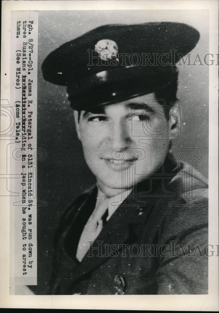 Load image into Gallery viewer, 1948 Media Photo James R Petergal run down by Russians during arrest attempt
