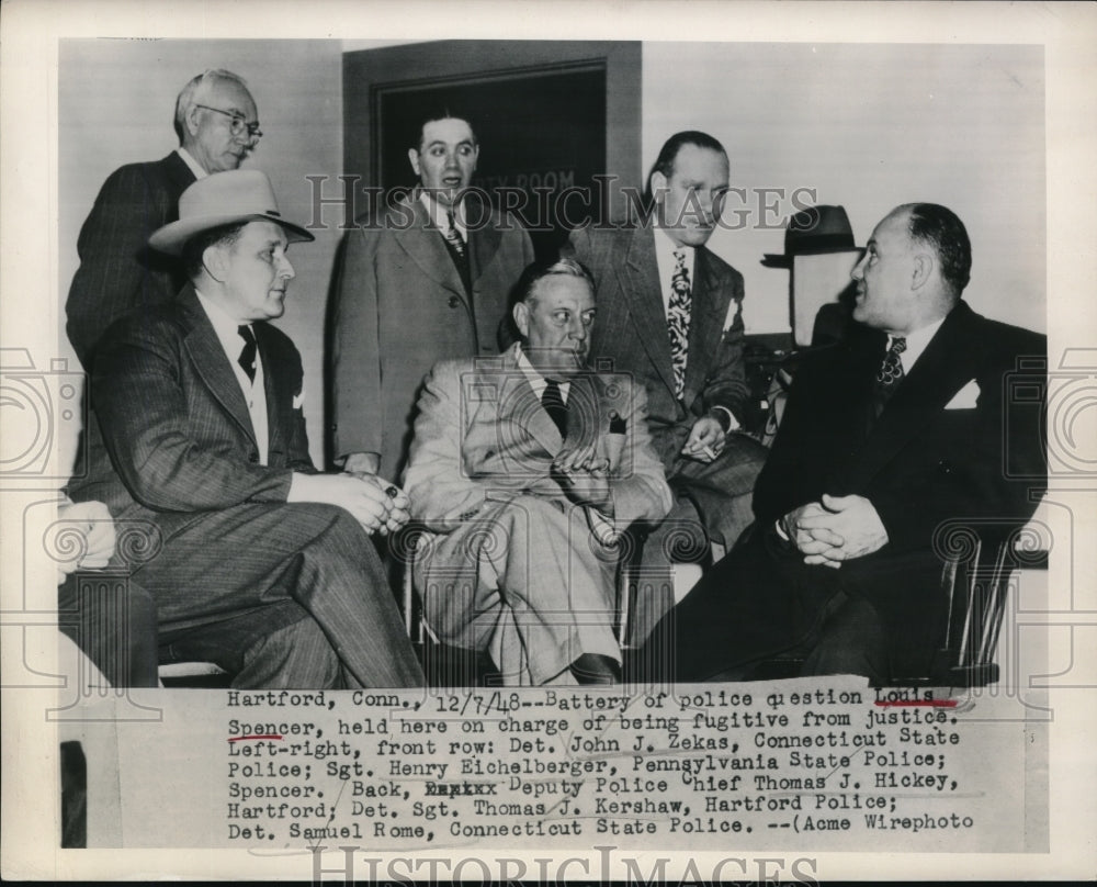1948 Media Photo Police Question Louis Spencer, Suspected Fugitive from Justice