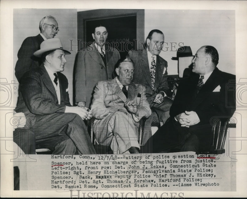 Load image into Gallery viewer, 1948 Media Photo Police Question Louis Spencer, Suspected Fugitive from Justice
