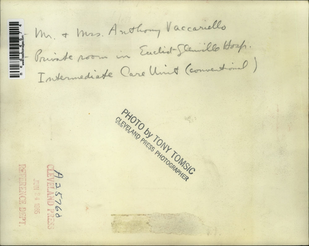 1965 Media Photo Anthony Vaccariello in Bed at Euclid-Glennville Hospital