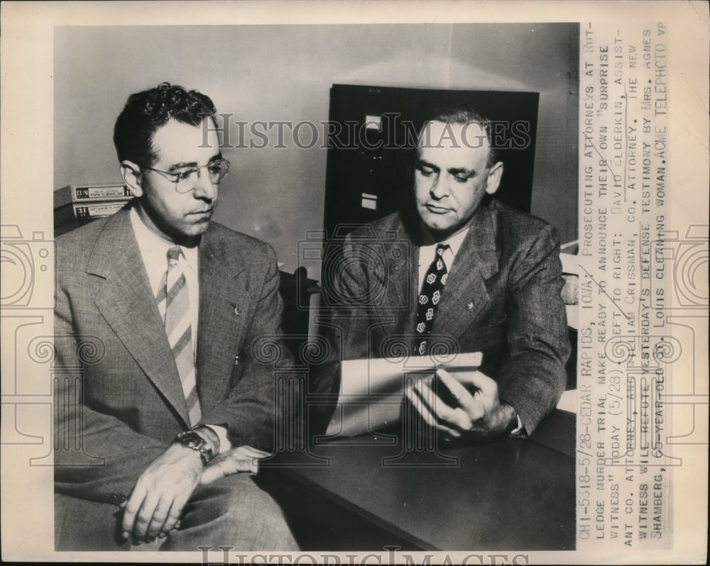 1949 Press Photo Prosecuting Attorneys at Rutledge Murder Trial announce