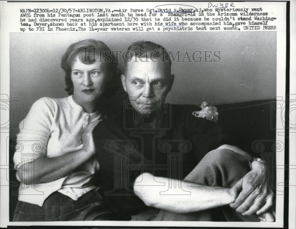 1957 Media Photo Arlington Va Air Force Sgt David Dwyer & wife