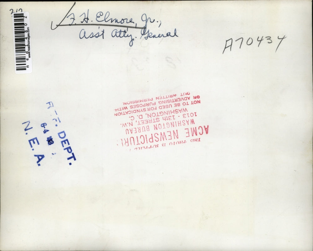 1953 Media Photo FH Elmore Jr Asst Atty General