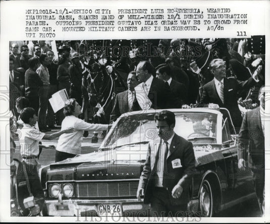 Media Photo Mexico City Pres, Luis Echeverria in inauguration parade
