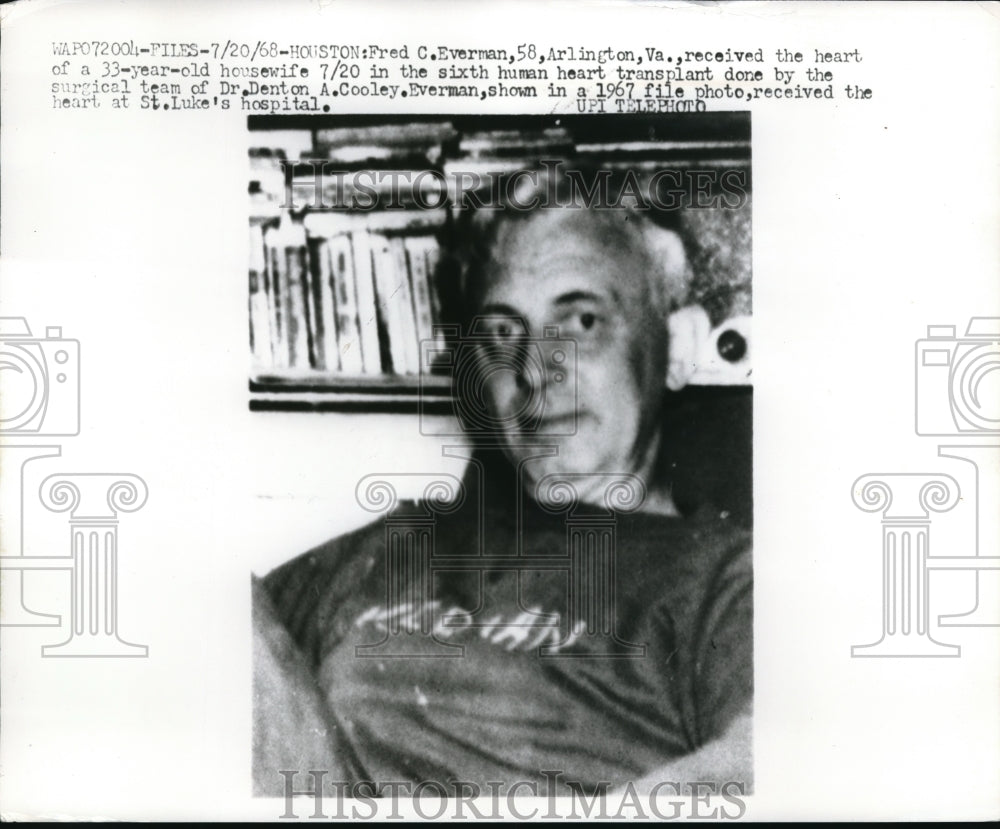 1968 Media Photo Houston Tex. Fred C Everman ,6th ever heart transplant reciepen