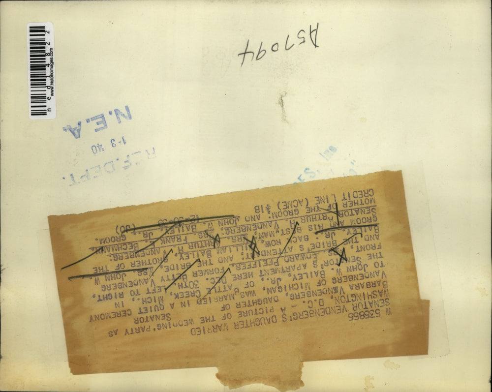 1939 Press Photo Washington DC Barbara Vandenburg was married to John W Bailey