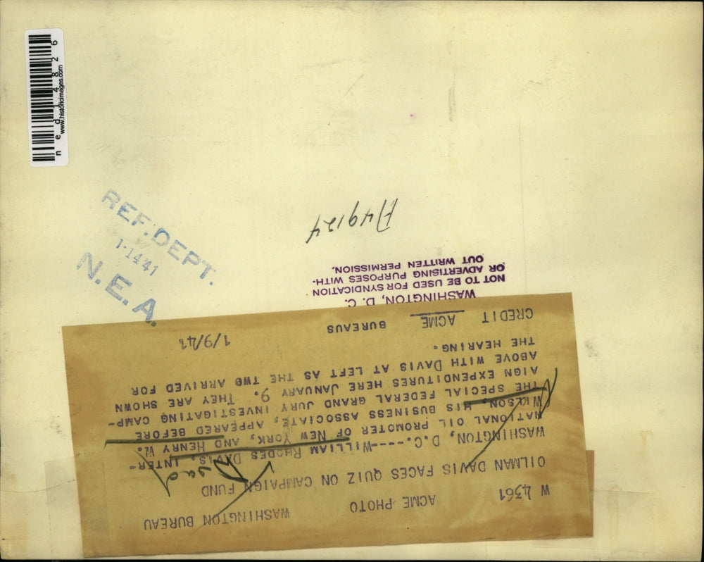 1941 Media Photo Washington DC William Rhodes Davis and Henry W WIlson