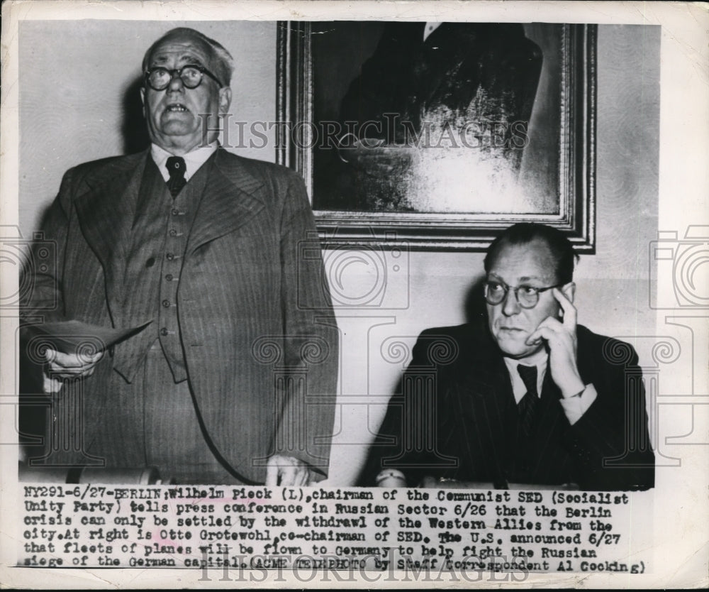 1948 Media Photo Berlin Wilhelm Pieck Communist SED & Otto Grotewohl
