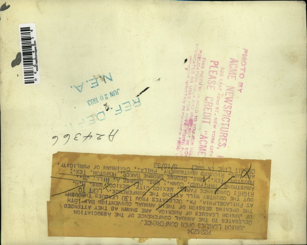 1933 Media Photo Jr League of America at Phila, Pa Mrs Armstrong,Mrs Hill Jr