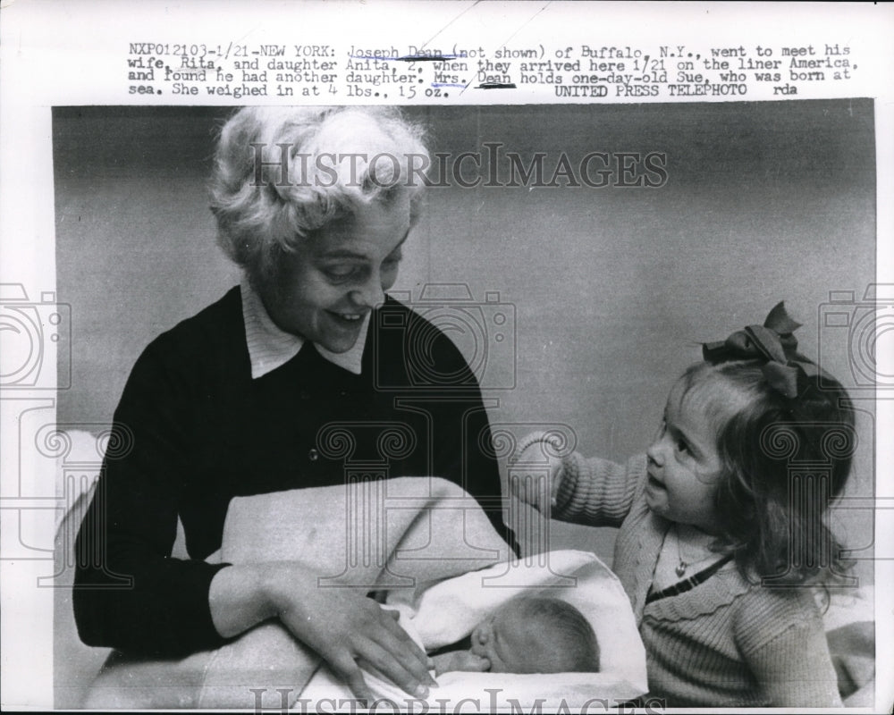 1958 Media Photo NYC Mrs Rita Dean with baby Anita & Joseph