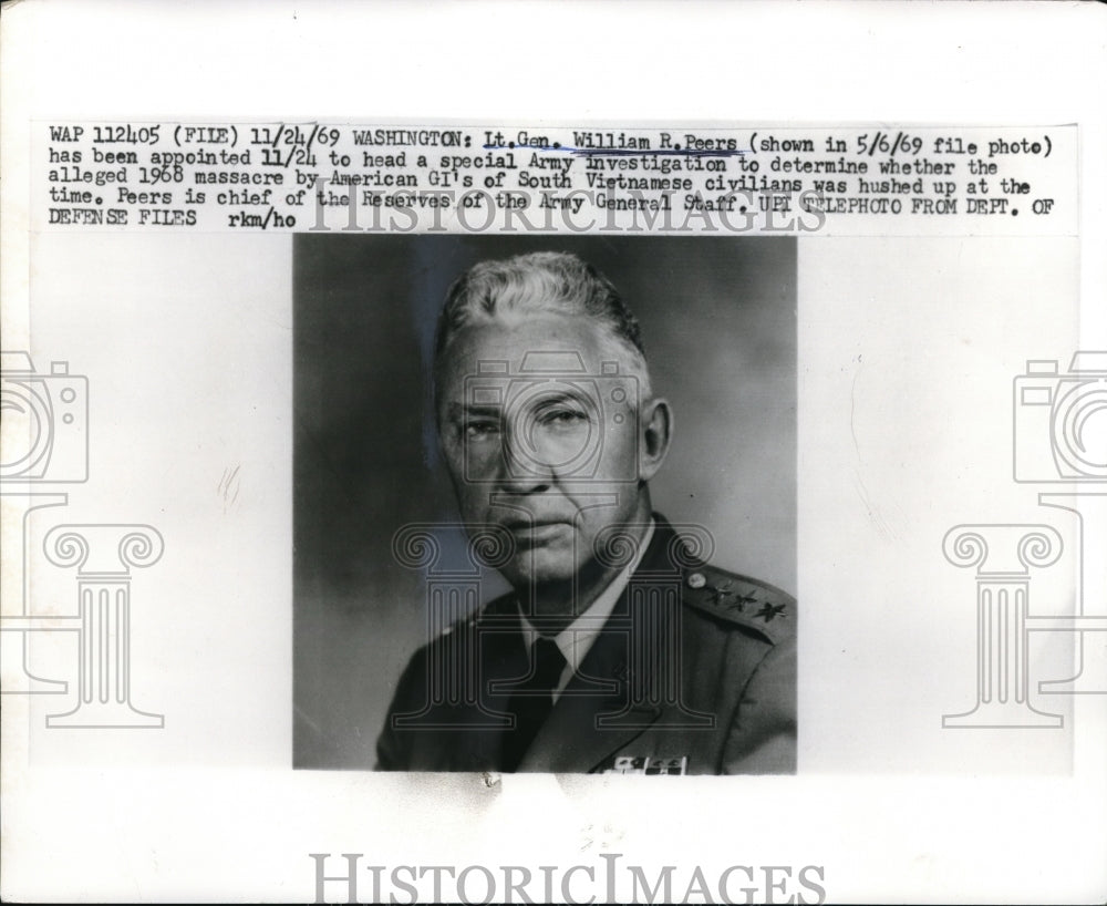 1969 Media Photo Washington William R Peers Vietnamese Massacre Army
