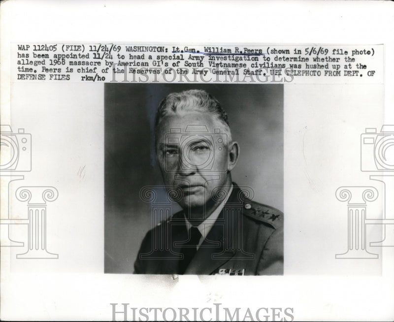 Load image into Gallery viewer, 1969 Media Photo Washington William R Peers Vietnamese Massacre Army
